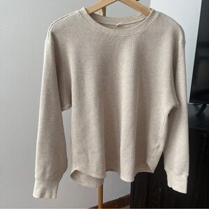 Uniqlo Beige Waffle Knit Crewneck Sweater